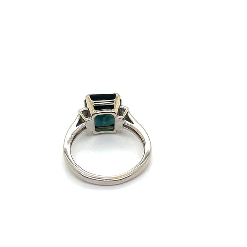 Bague 52 Bague saphir vert et diamants en or blanc 750 58 Facettes