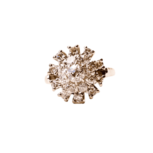 Bague 52 Bague dôme en or blanc 18k sertie de diamants taille ancienne 58 Facettes LMB-64
