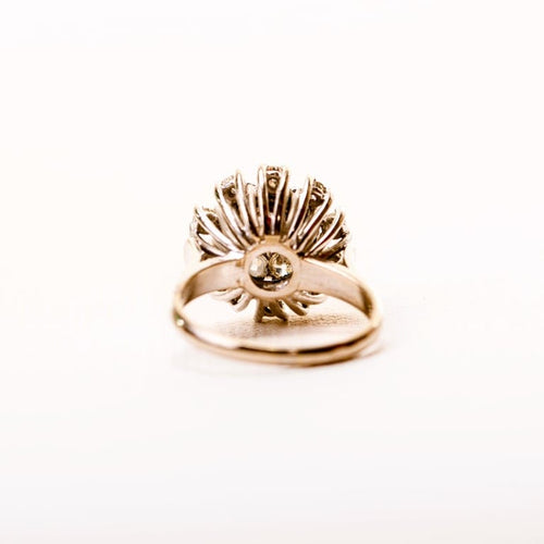 Bague 52 Bague dôme en or blanc 18k sertie de diamants taille ancienne 58 Facettes LMB-64