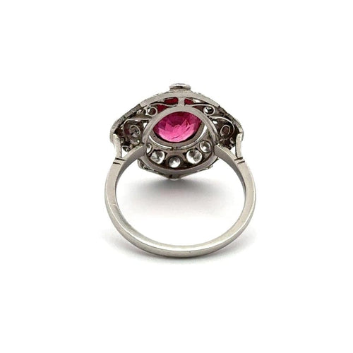 Bague 53 Bague - Rubellite ovale et diamants en platine 58 Facettes 50426