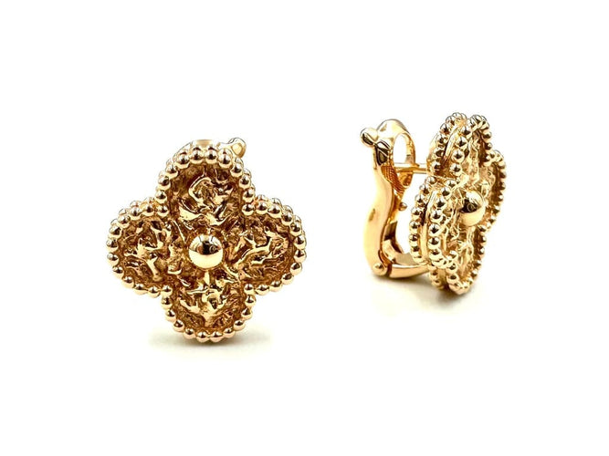 Boucles d'oreilles Van Cleef & Arpels Vintage Alhambra - Boucles d’oreilles en or rose 18K 58 Facettes VCA boucles