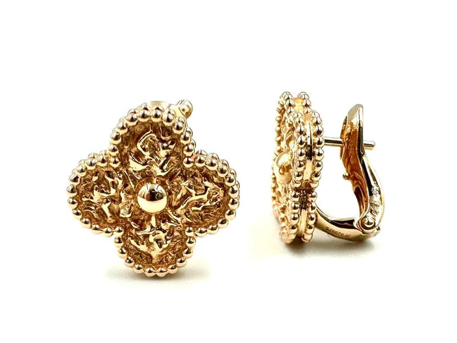 Boucles d'oreilles Van Cleef & Arpels Vintage Alhambra - Boucles d’oreilles en or rose 18K 58 Facettes VCA boucles