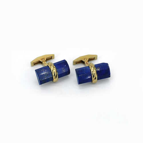 Boutons de manchette Boutons de manchette en or jaune 18 carats et lapis-lazuli 58 Facettes Bouton de manchette 145/6