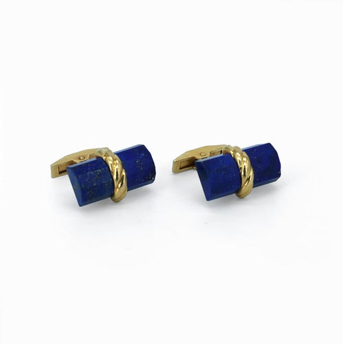 Boutons de manchette Boutons de manchette en or jaune 18 carats et lapis-lazuli 58 Facettes Bouton de manchette 145/6