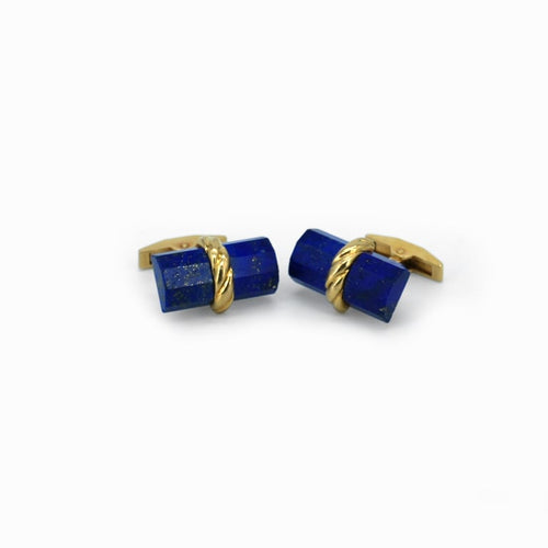 Boutons de manchette Boutons de manchette en or jaune 18 carats et lapis-lazuli 58 Facettes Bouton de manchette 145/6