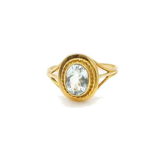 Bague 55 Bague néo-romantique à l’aigue-marine en or jaune 18k 58 Facettes 243