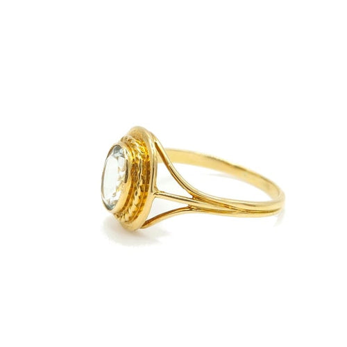 Bague 55 Bague néo-romantique à l’aigue-marine en or jaune 18k 58 Facettes 243