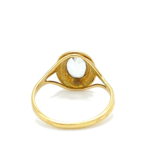 Bague 55 Bague néo-romantique à l’aigue-marine en or jaune 18k 58 Facettes 243