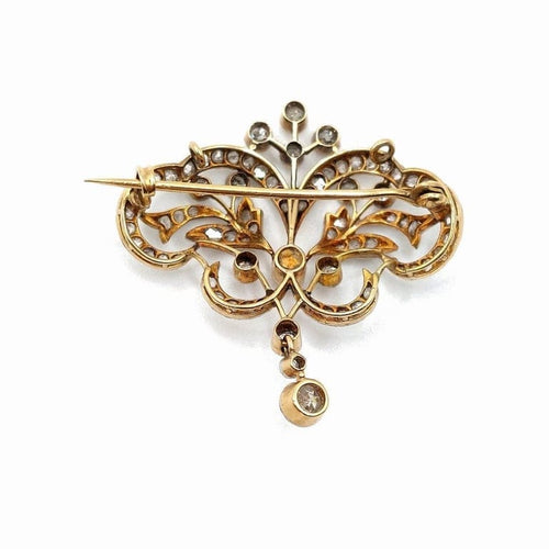 Pendentif Constantia - Broche-pendentif Art Nouveau en or jaune 18k, argent et diamants 58 Facettes 212
