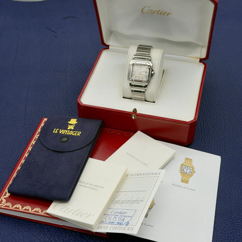 Montre Cartier Santos Galbée 2319 guilloché 58 Facettes 051