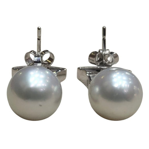 Boucles d'oreilles Boucles d'oreilles perles et diamants en or blanc 18k 58 Facettes T325