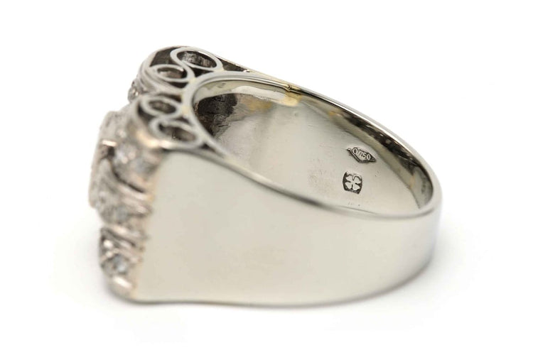 Bague 52 Bague Art déco sertie de diamants en or blanc 18 carats 58 Facettes B811