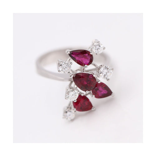 Bague Platine - Bague avec diamants et rubis en platine 950 58 Facettes UKD102947JC