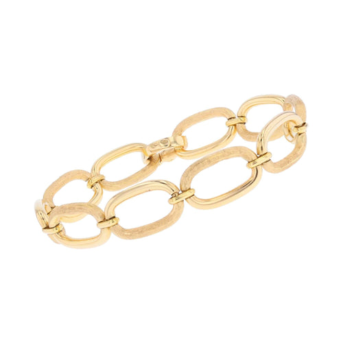 Bracelet Bracelet maille ovale partiellement mate en or jaune 18 carats 58 Facettes DV2517