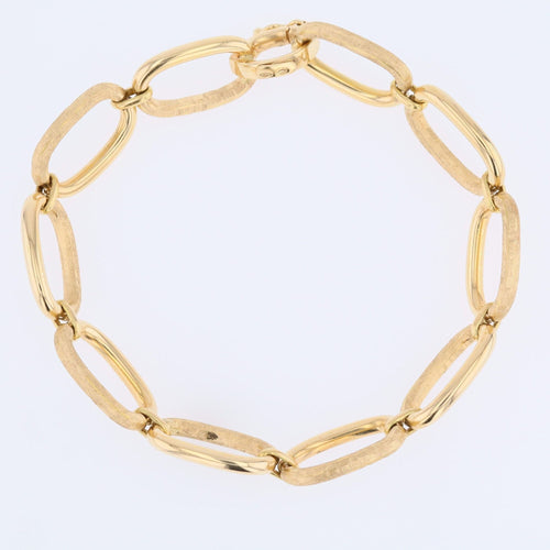 Bracelet Bracelet maille ovale partiellement mate en or jaune 18 carats 58 Facettes DV2517