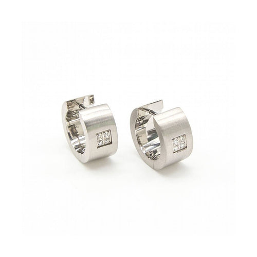 Boucles d'oreilles VETO - Boucles d’oreilles en acier 316L et diamants 0,08 ct 58 Facettes UKD363919SO