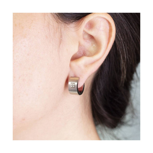 Boucles d'oreilles VETO - Boucles d’oreilles en acier 316L et diamants 0,08 ct 58 Facettes UKD363919SO