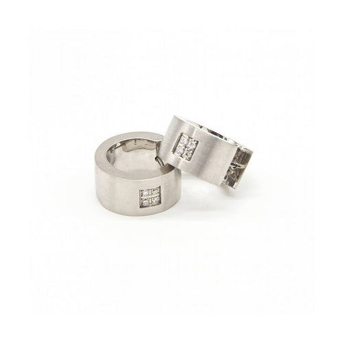 Boucles d'oreilles VETO - Boucles d’oreilles en acier 316L et diamants 0,08 ct 58 Facettes UKD363919SO