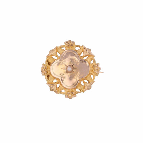 Broche Broche de col ancienne en or rose 18 carats et perle fine 58 Facettes 08-003