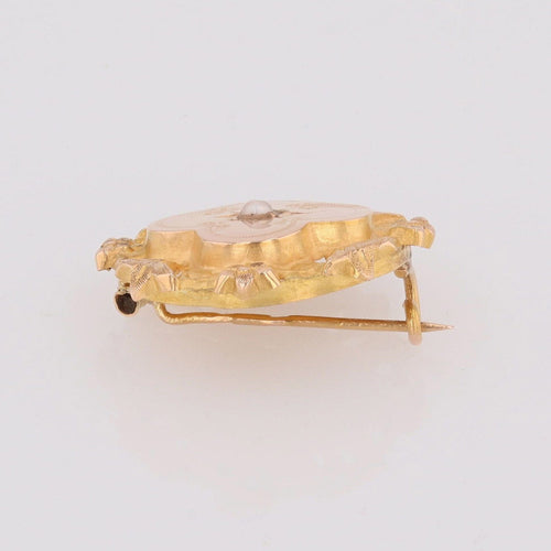 Broche Broche de col ancienne en or rose 18 carats et perle fine 58 Facettes 08-003