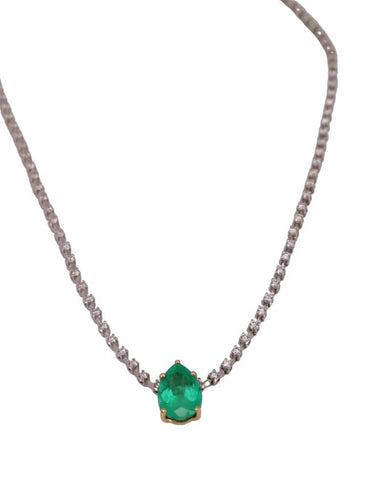 Collier Collier tennis émeraude de Colombie et diamants 58 Facettes 173