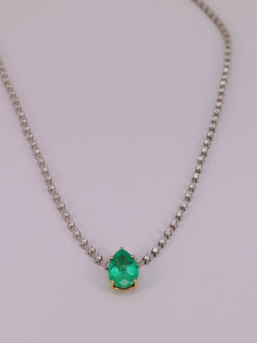 Collier Collier tennis émeraude de Colombie et diamants 58 Facettes 173