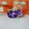 Bague 56 Bague Toi et Moi améthystes poire et diamants en or blanc 18 carats 58 Facettes DV2434-56