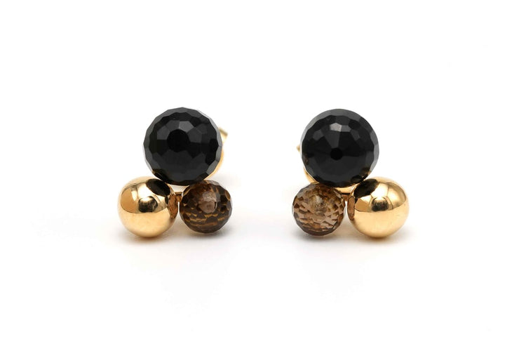 Boucles d'oreilles Boucles d'oreilles - Quartz fumé et céramique en or jaune 18 carats 58 Facettes 23448