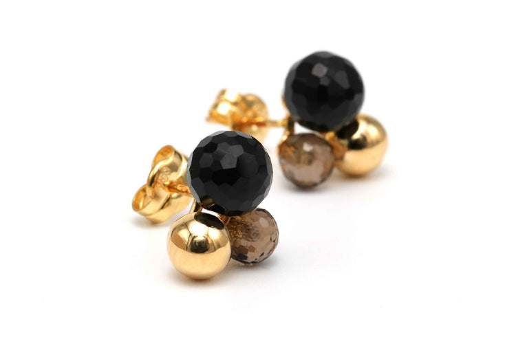 Boucles d'oreilles Boucles d'oreilles - Quartz fumé et céramique en or jaune 18 carats 58 Facettes 23448