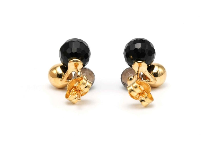 Boucles d'oreilles Boucles d'oreilles - Quartz fumé et céramique en or jaune 18 carats 58 Facettes 23448