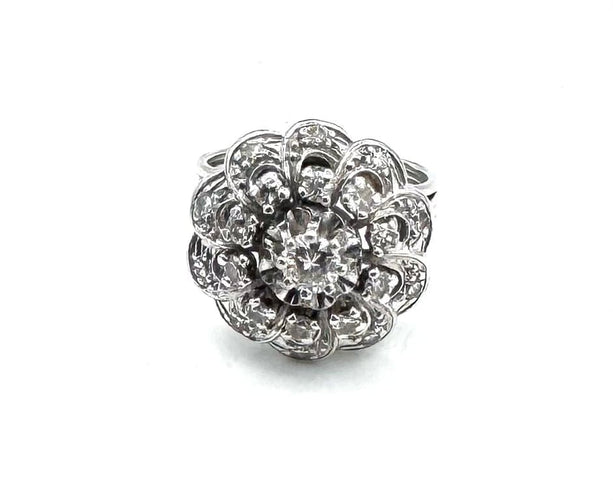 Bague 54 Bague boule en or blanc et diamants 1,25 ct 58 Facettes BAGUE BOULE DTS