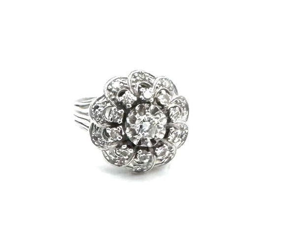 Bague 54 Bague boule en or blanc et diamants 1,25 ct 58 Facettes BAGUE BOULE DTS