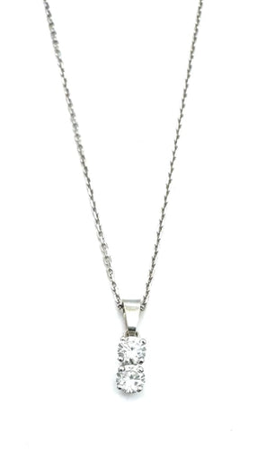 Collier Collier avec pendentif en or blanc et diamants 1 carat 58 Facettes 260020