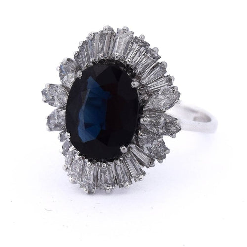Bague 52 Bague vintage en or 18 ct avec saphir et diamants 58 Facettes AN577 '(00619)