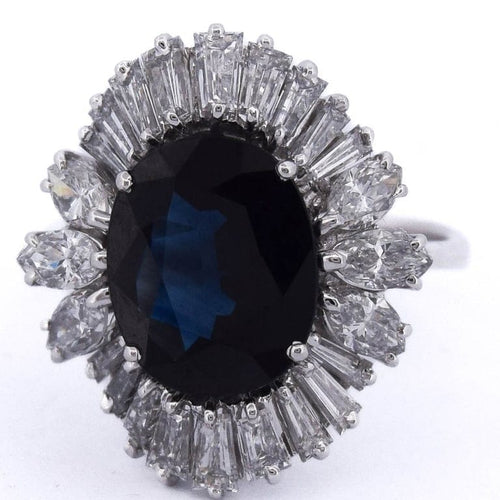 Bague 52 Bague vintage en or 18 ct avec saphir et diamants 58 Facettes AN577 '(00619)