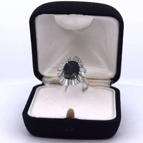 Bague 52 Bague vintage en or 18 ct avec saphir et diamants 58 Facettes AN577 '(00619)