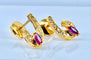 Boucles d'oreilles Boucles d’oreilles - Or jaune 18 carats, diamants et pierres rouges 58 Facettes AB681
