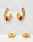 Boucles d'oreilles Boucles d’oreilles - Or jaune 18 carats, diamants et pierres rouges 58 Facettes AB681
