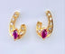 Boucles d'oreilles Boucles d’oreilles - Or jaune 18 carats, diamants et pierres rouges 58 Facettes AB681