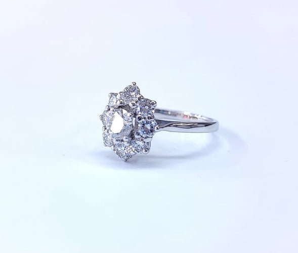 Bague 54 Bague marguerite en or blanc 18K et diamants 58 Facettes DV-55-marg.dt
