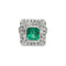 Bague 54 Art déco - Bague en or blanc 18k avec émeraude et diamants 58 Facettes 50428