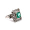 Bague 54 Art déco - Bague en or blanc 18k avec émeraude et diamants 58 Facettes 50428