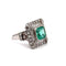 Bague 54 Art déco - Bague en or blanc 18k avec émeraude et diamants 58 Facettes 50428