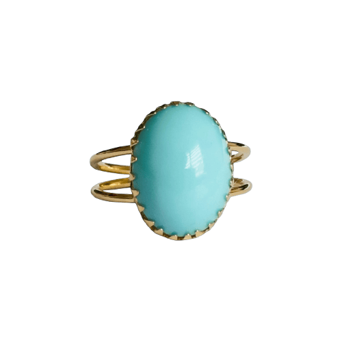Bague turquoise naturelle - Bague en or jaune 18 carats