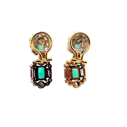 Boucles d'oreilles Boucles d’oreilles pendantes émeraudes et diamants en or jaune 18k 58 Facettes 50429