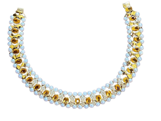 Collier Collier ras-de-cou vintage en diamants, citrines et perles 58 Facettes VIN-NECK-I