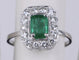 Bague 53 Bague vintage colombienne en or blanc, émeraude et diamant 58 Facettes BA-155