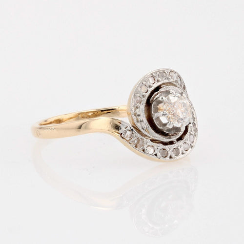 Bague 53 Bague ancienne tourbillon en or jaune 18 carats et platine, diamants 58 Facettes 22-057-53