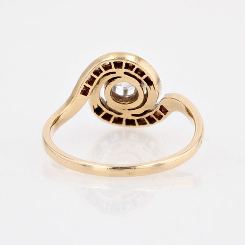 Bague 53 Bague ancienne tourbillon en or jaune 18 carats et platine, diamants 58 Facettes 22-057-53