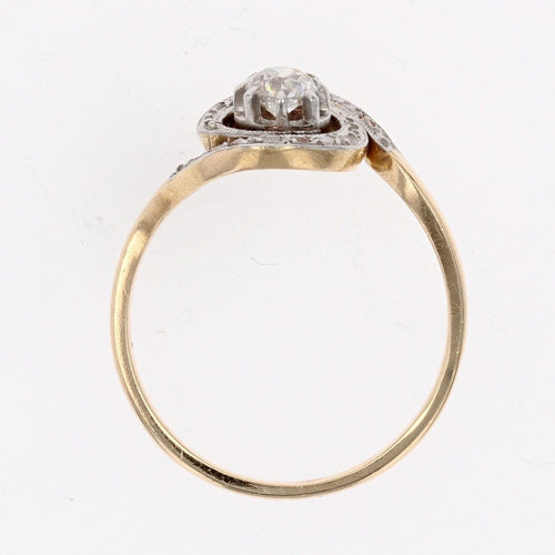 Bague 53 Bague ancienne tourbillon en or jaune 18 carats et platine, diamants 58 Facettes 22-057-53